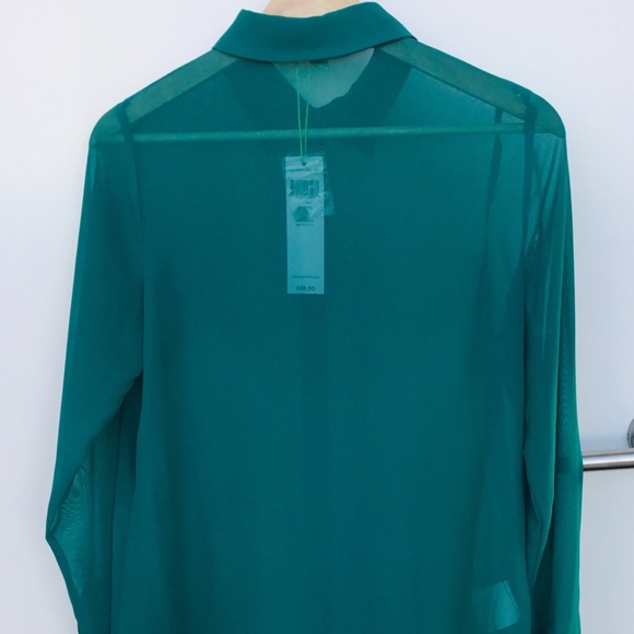 Sheer Button Down Blouse NWT BCBGeneration XXS - Picture 5 of 6